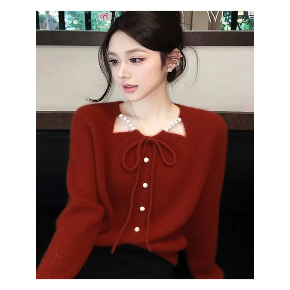 韩系设计感气质小香风显瘦针织衫女2025秋冬新款法式甜美减龄毛衣