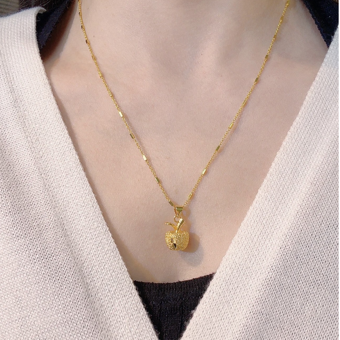 【星光链+平安果】新中式苹果项链女平安果锁骨链圣诞节精美坠链