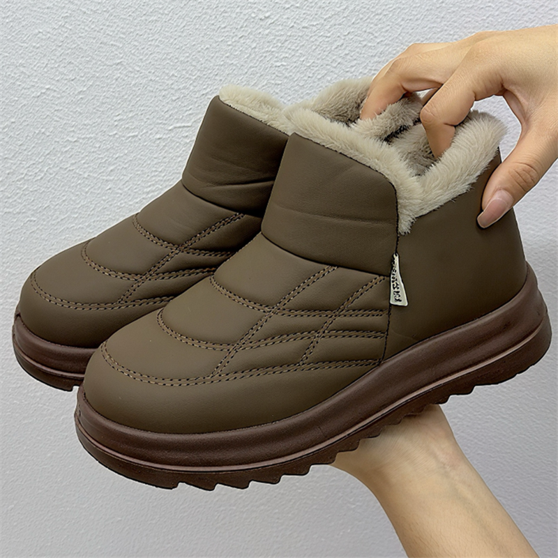 冬季加绒加厚老北京休闲女棉鞋时尚百搭洋气防水短筒中老年女棉靴