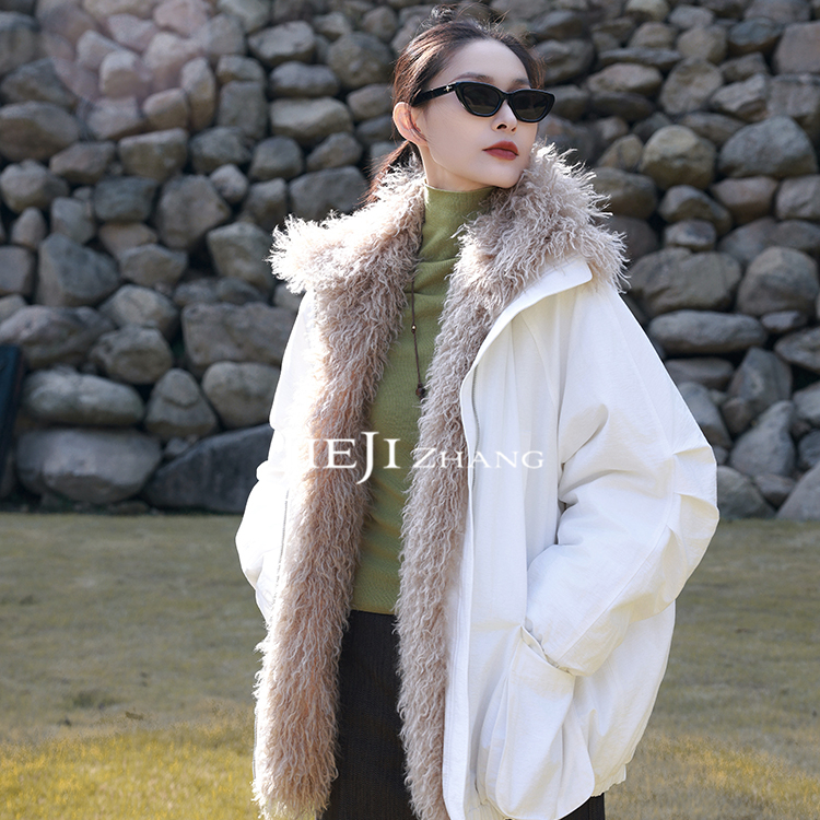 【JIEJI ZHANG】高级定制秋冬时尚百搭长袖毛领派克服棉服351260