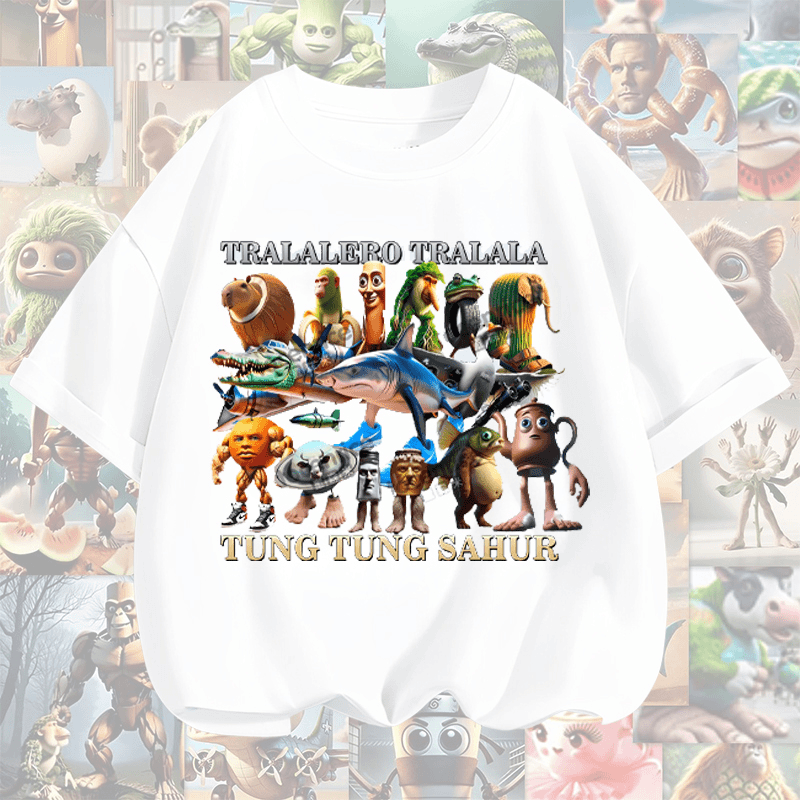 美国山海经木棍人100%纯棉短袖儿童装潮牌衣服儿童T恤打底衫上衣