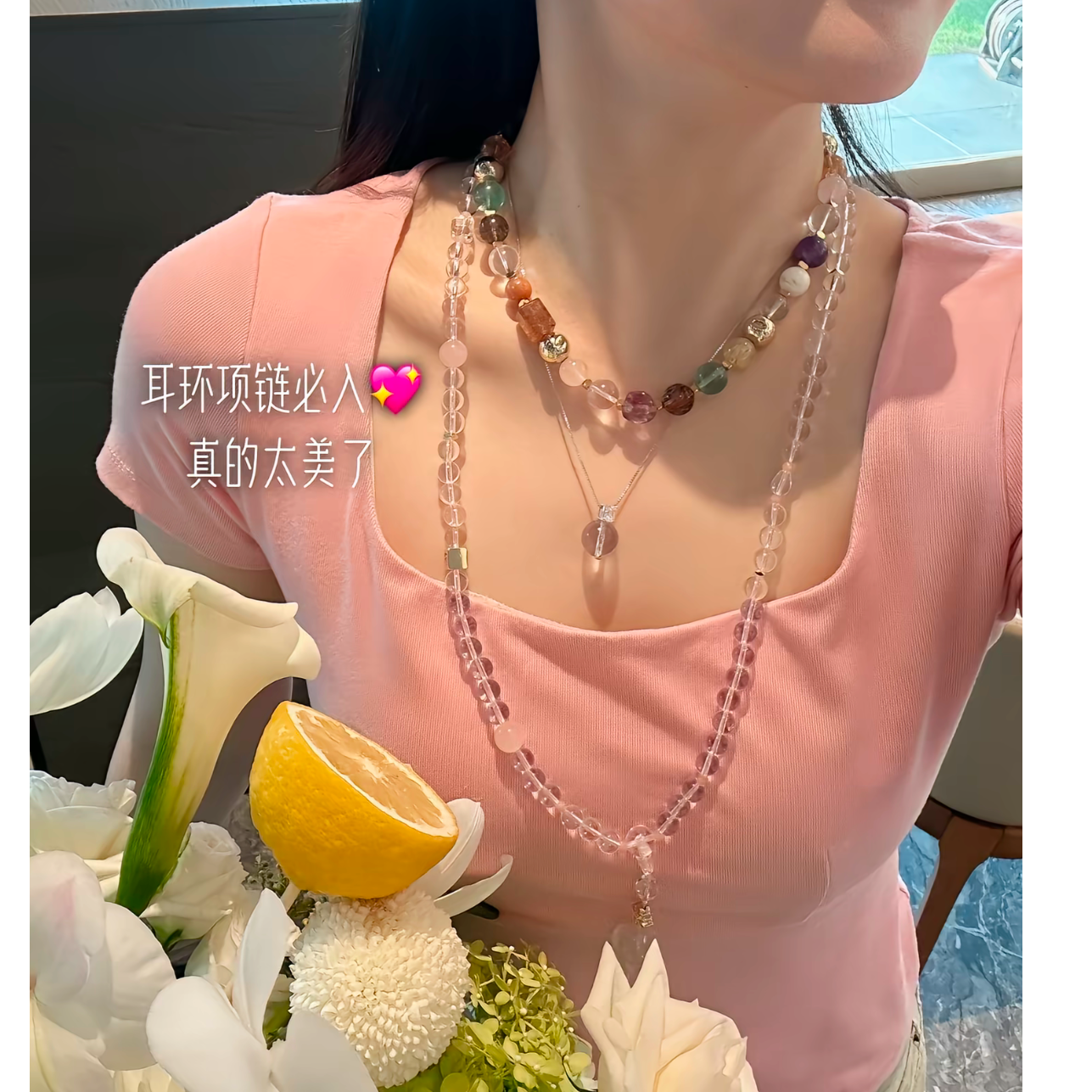 PM王囡囡 黑/粉方领净色修身正肩短袖T恤 ND1B1233