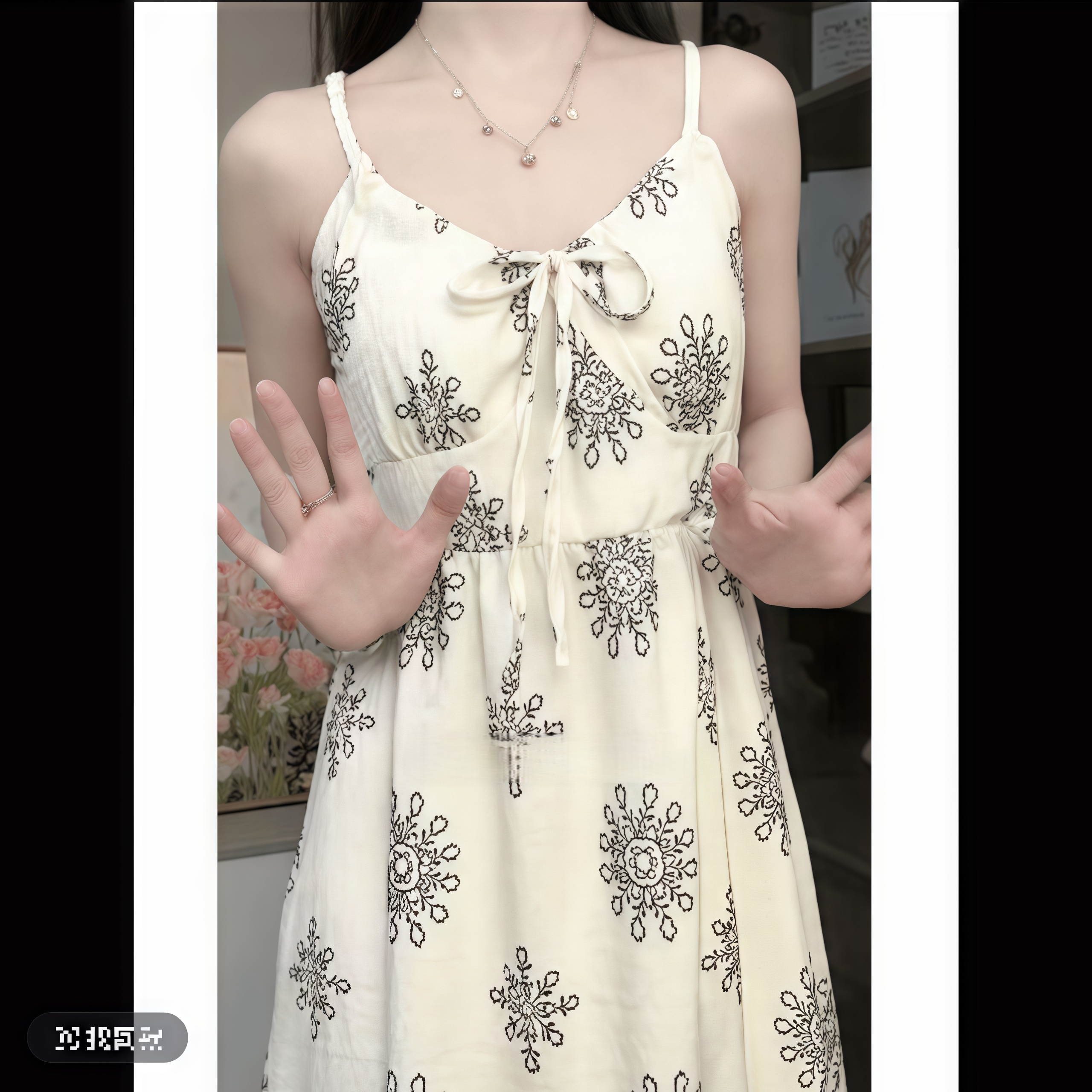 2025年V领夏季无袖睡衣女植物花卉睡衣气质碎花度假风晕染睡裙