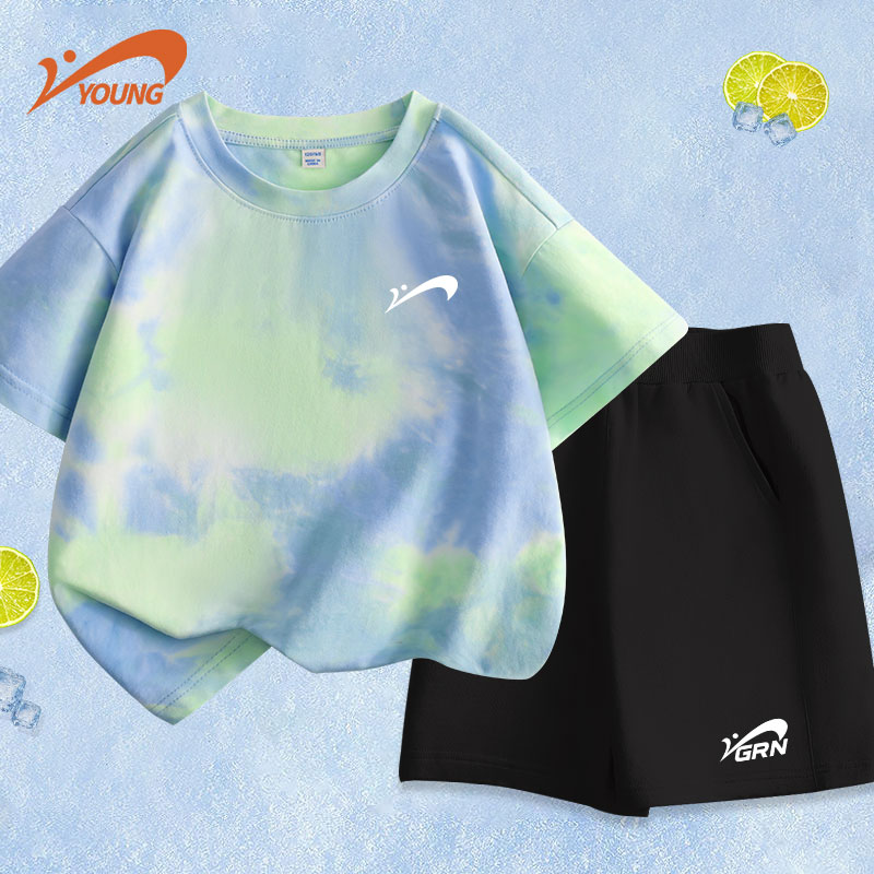 贵人鸟童装男童夏装套装儿童夏季透气短袖女童纯棉短裤运动衣服薄