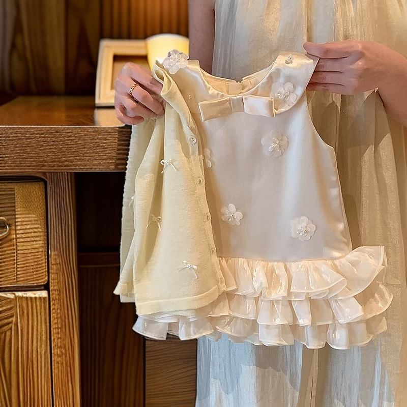 女童公主裙生日周岁礼服2025新款夏装小童女宝宝洋气背心裙连衣裙