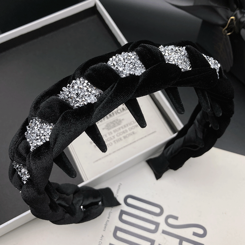 【永恒星河】秋冬编织碎钻麻花带齿防滑发箍高颅顶水钻高级感压发