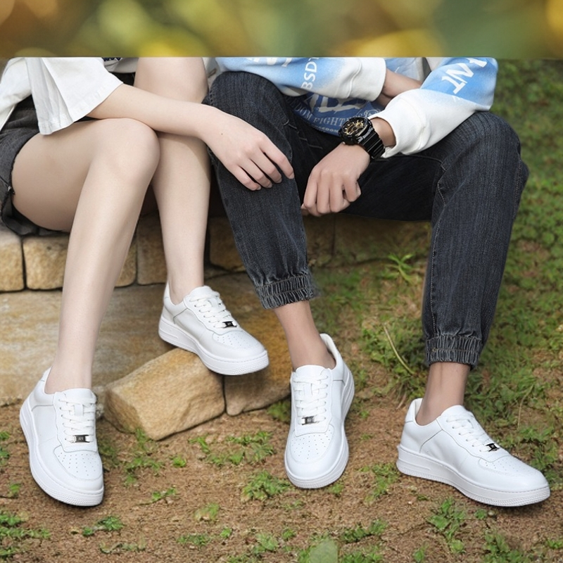 头层牛皮小白鞋真皮女情侣款舒适透气软底板鞋厚底百搭运动休闲鞋