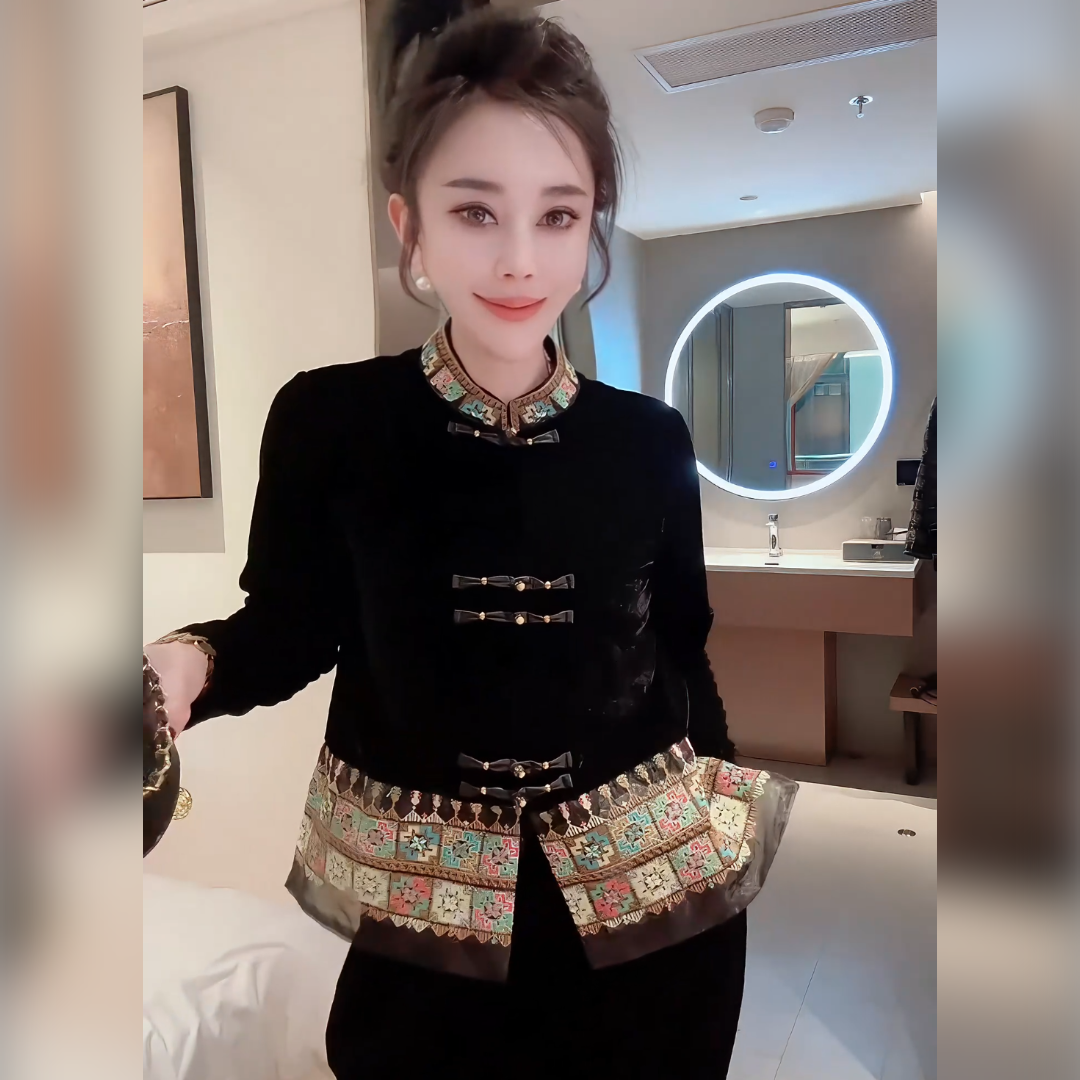 新款老钱风新中式女2025秋冬纯色时尚气质百搭老钱风女装国风秋季