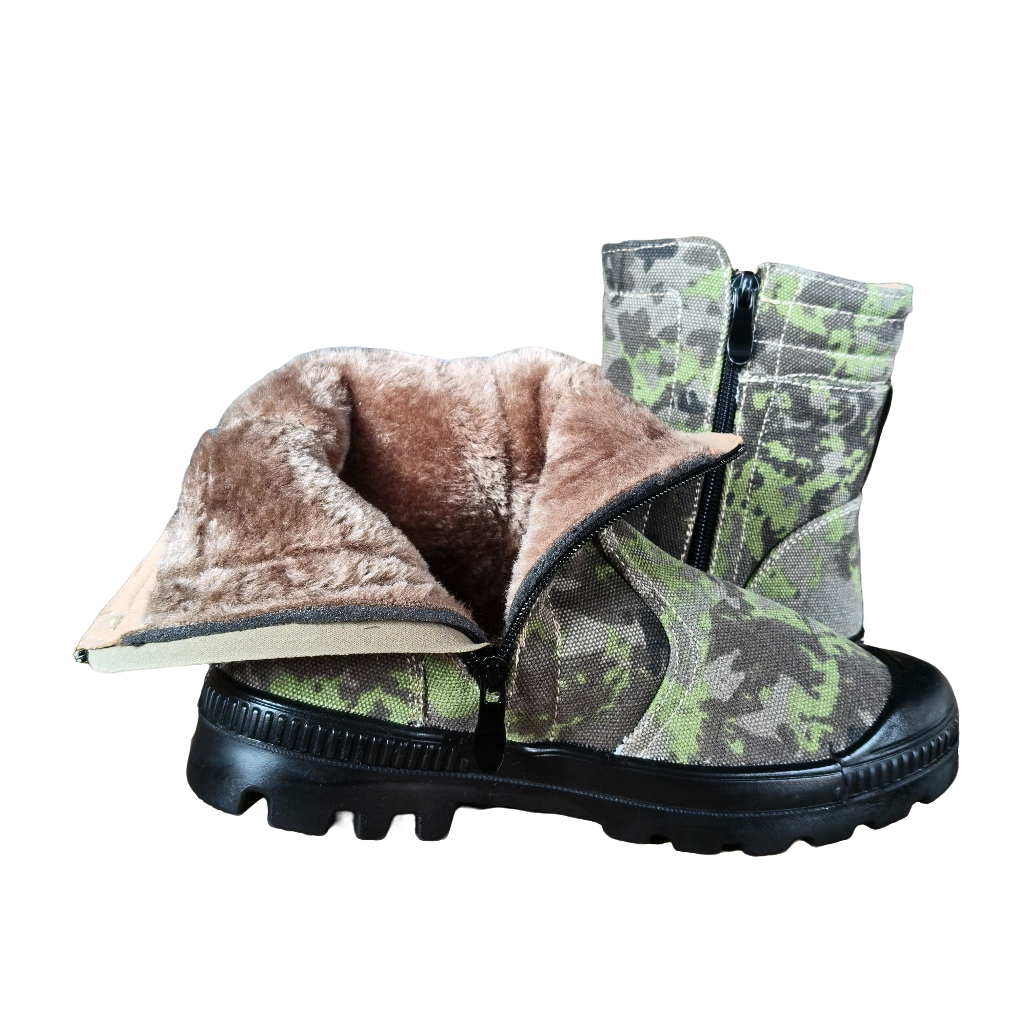 冬季迷彩加厚加绒高帮帆布鞋