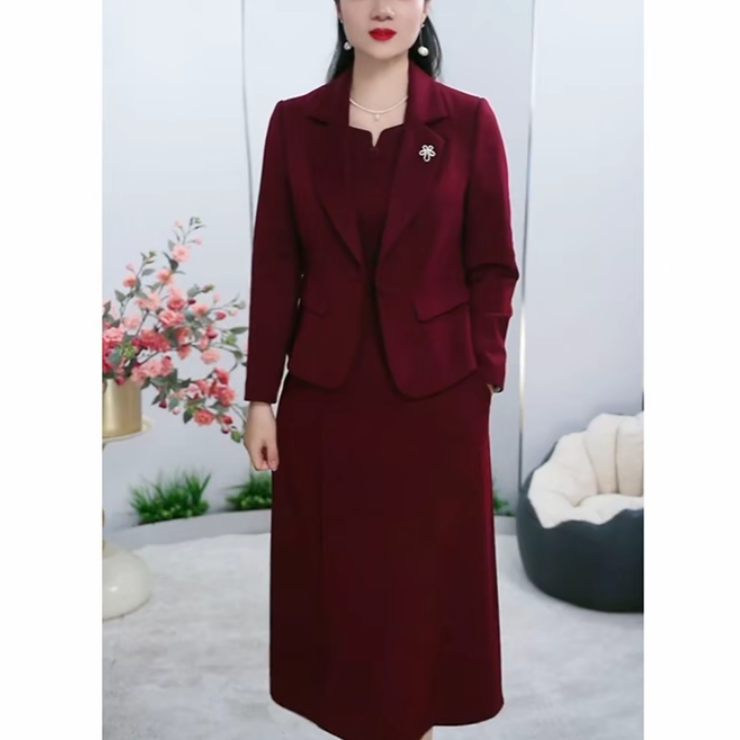 【现货】[茵茵女装两件套]2175精品改良气质妈妈装轻奢国风显瘦遮肉