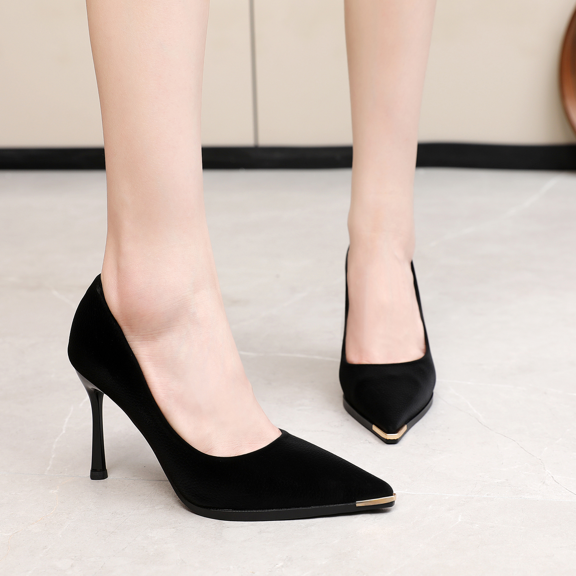 鞋子爆款女鞋2025新款羊皮防水台高跟鞋时尚洋气【9公分7公分】