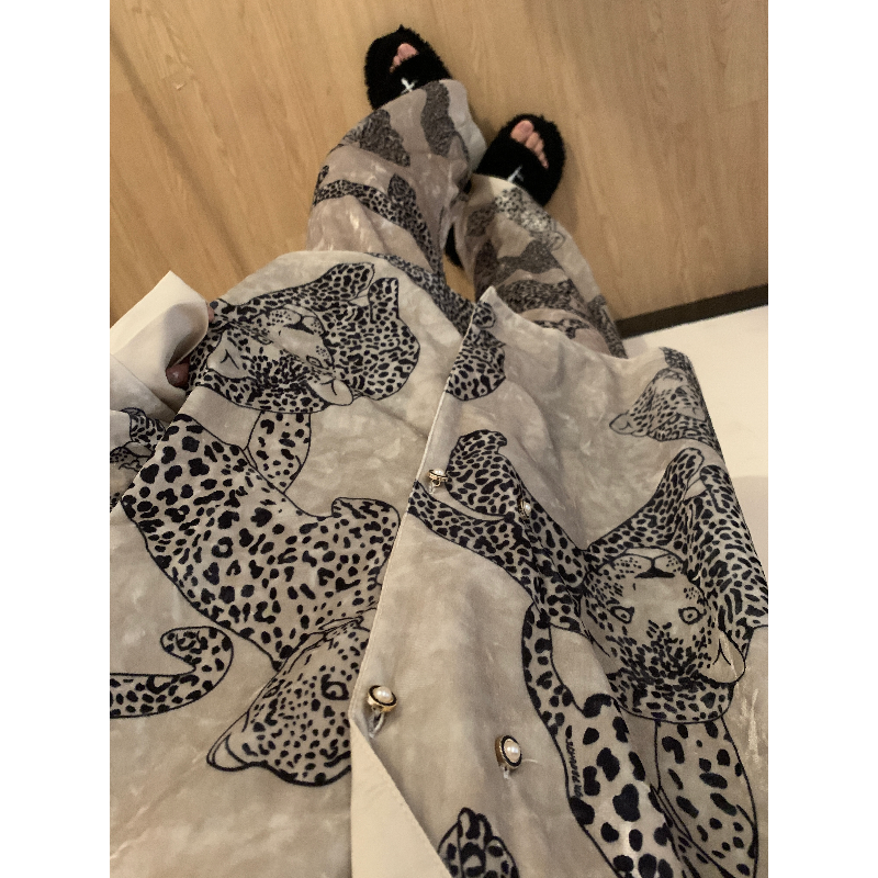 高级感花豹金丝绒加绒加厚睡衣女秋冬款轻奢气质家居服大码套装冬