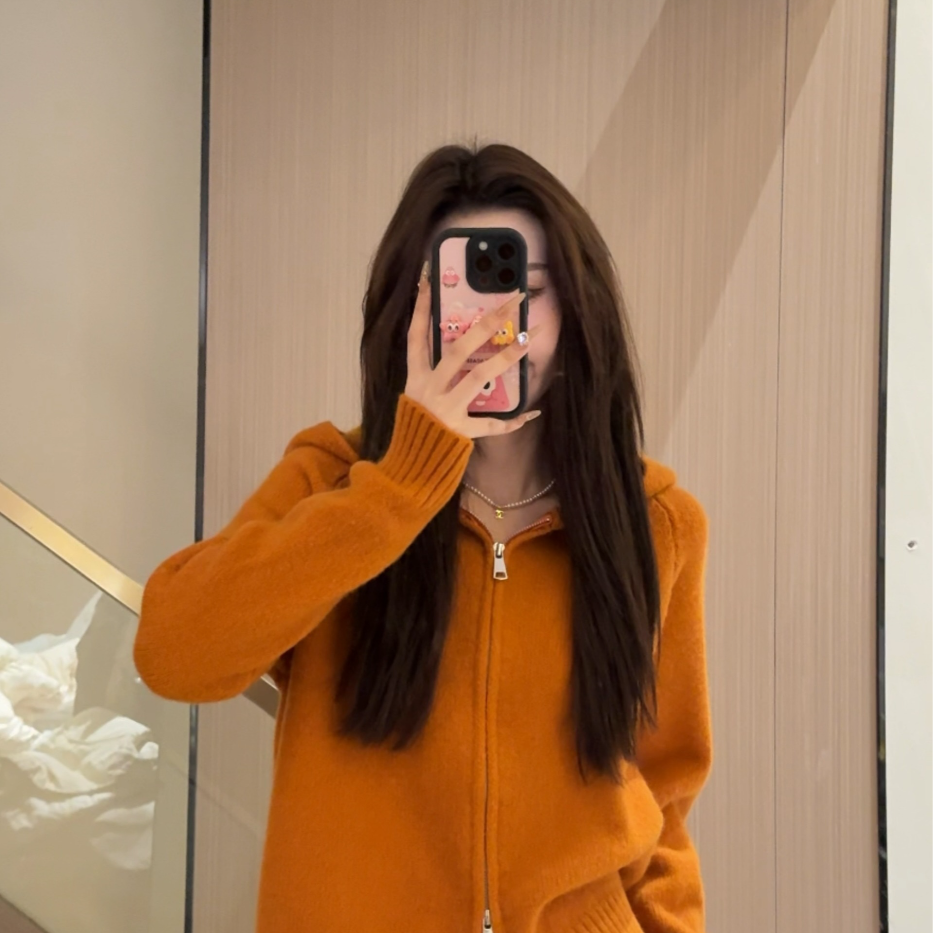 【运补】慵懒风连帽针织开衫女2025秋冬韩版双拉链毛衣外套