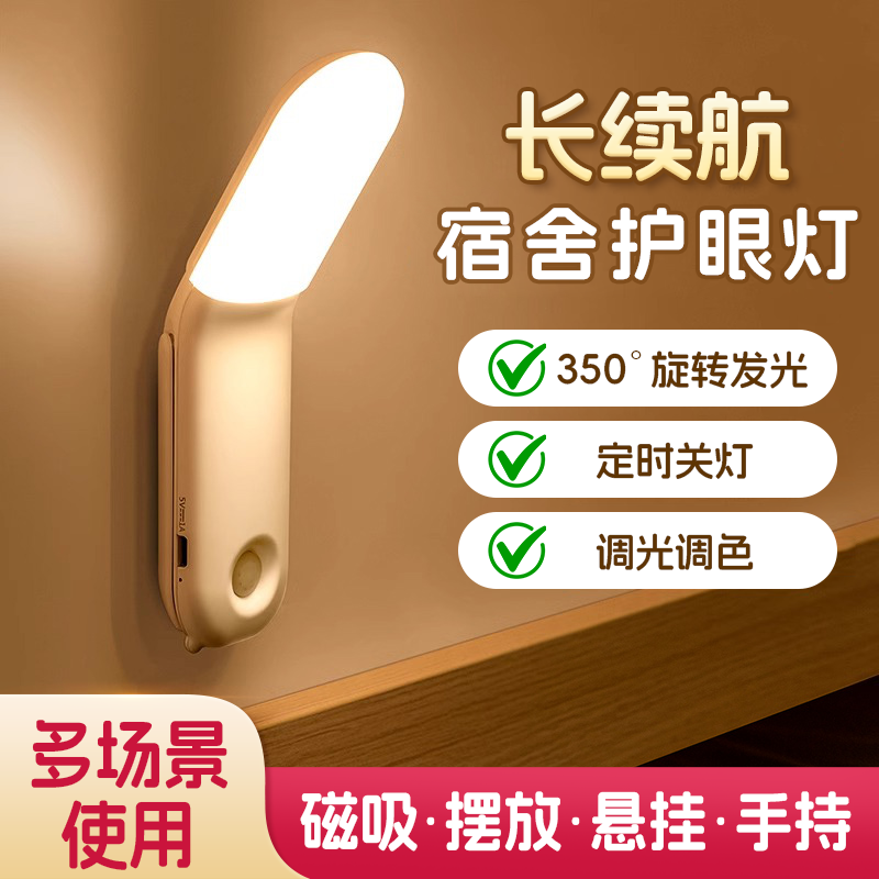 2025新款床头阅读台灯充电宿舍卧室护眼小夜灯磁吸免打孔壁挂台灯