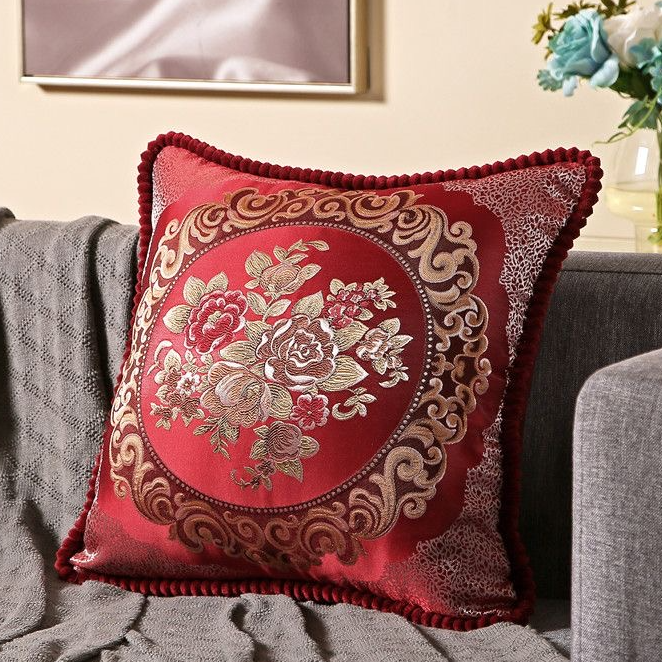 中式刺绣欧式客厅含芯沙发靠垫抱枕套靠枕床头靠背汽车长方形飘窗