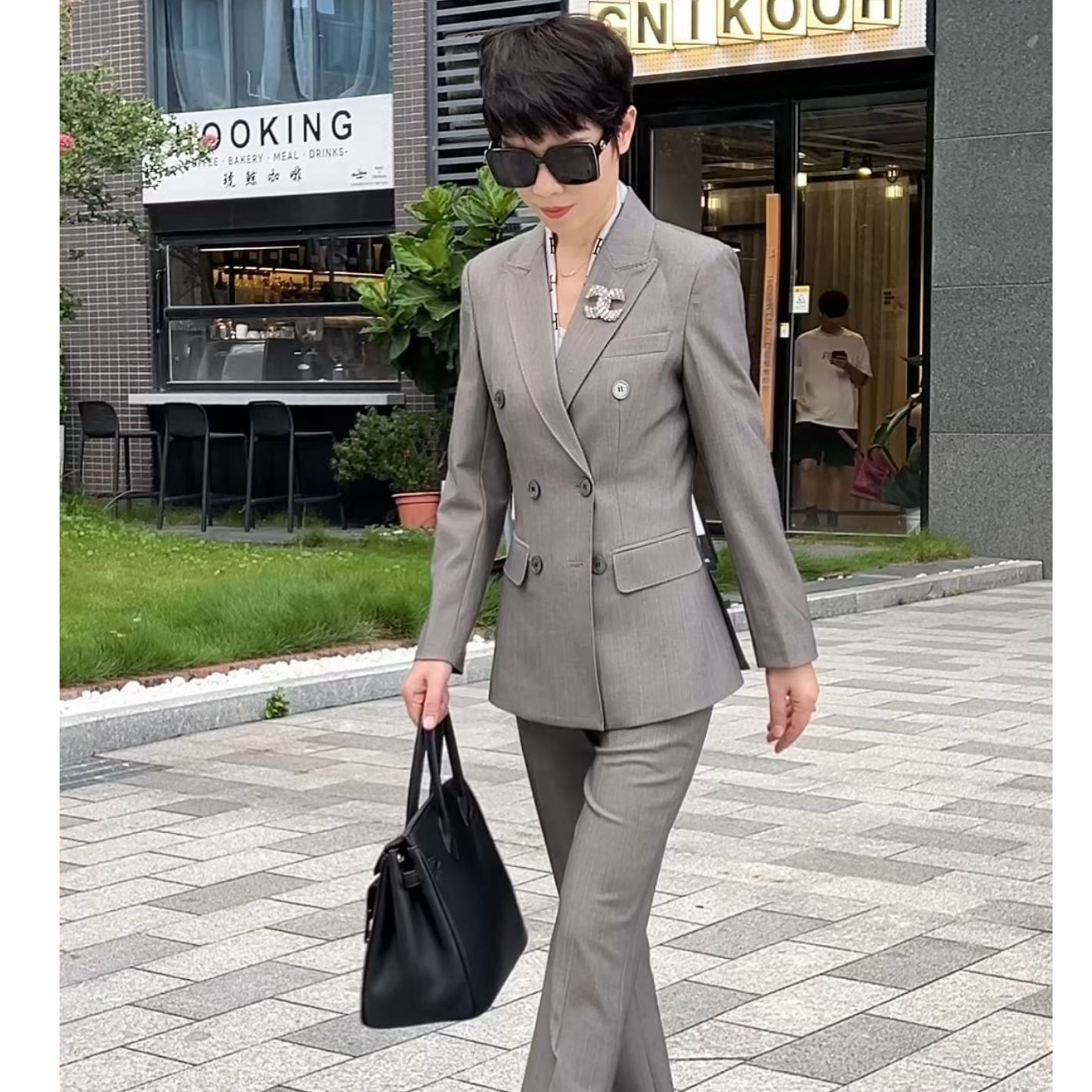 秋冬款韩版双排扣小西装长袖时尚休闲修身商务职业西装套装KY699