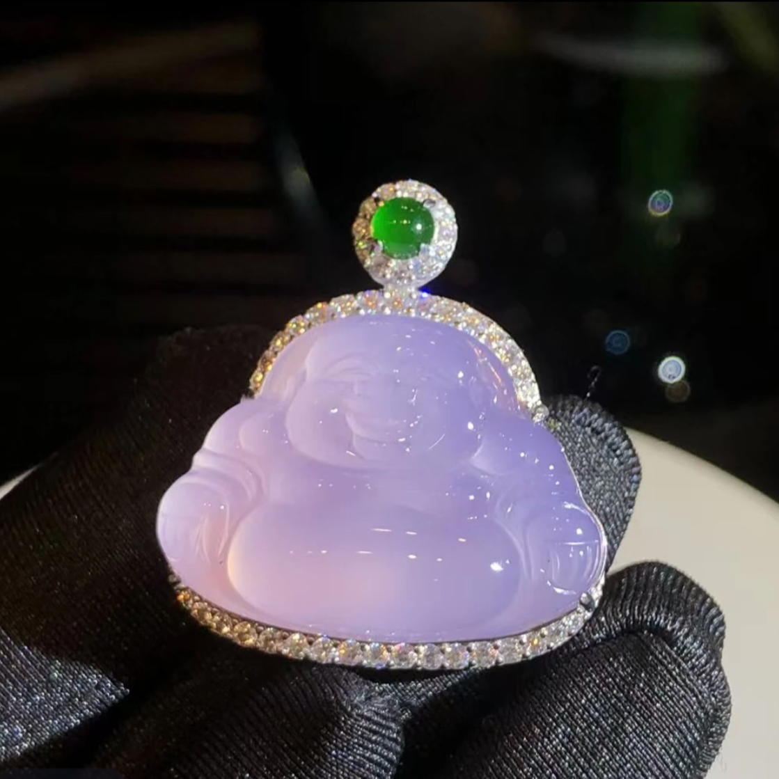 高档上档次精美雕刻紫佛公真玛瑙玉吊坠玉佛项链弥勒佛女款大肚佛