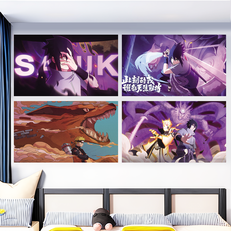 火影忍者手游海报墙贴画纸宇智波斑鼬带土晓组织宿舍卧室自粘画