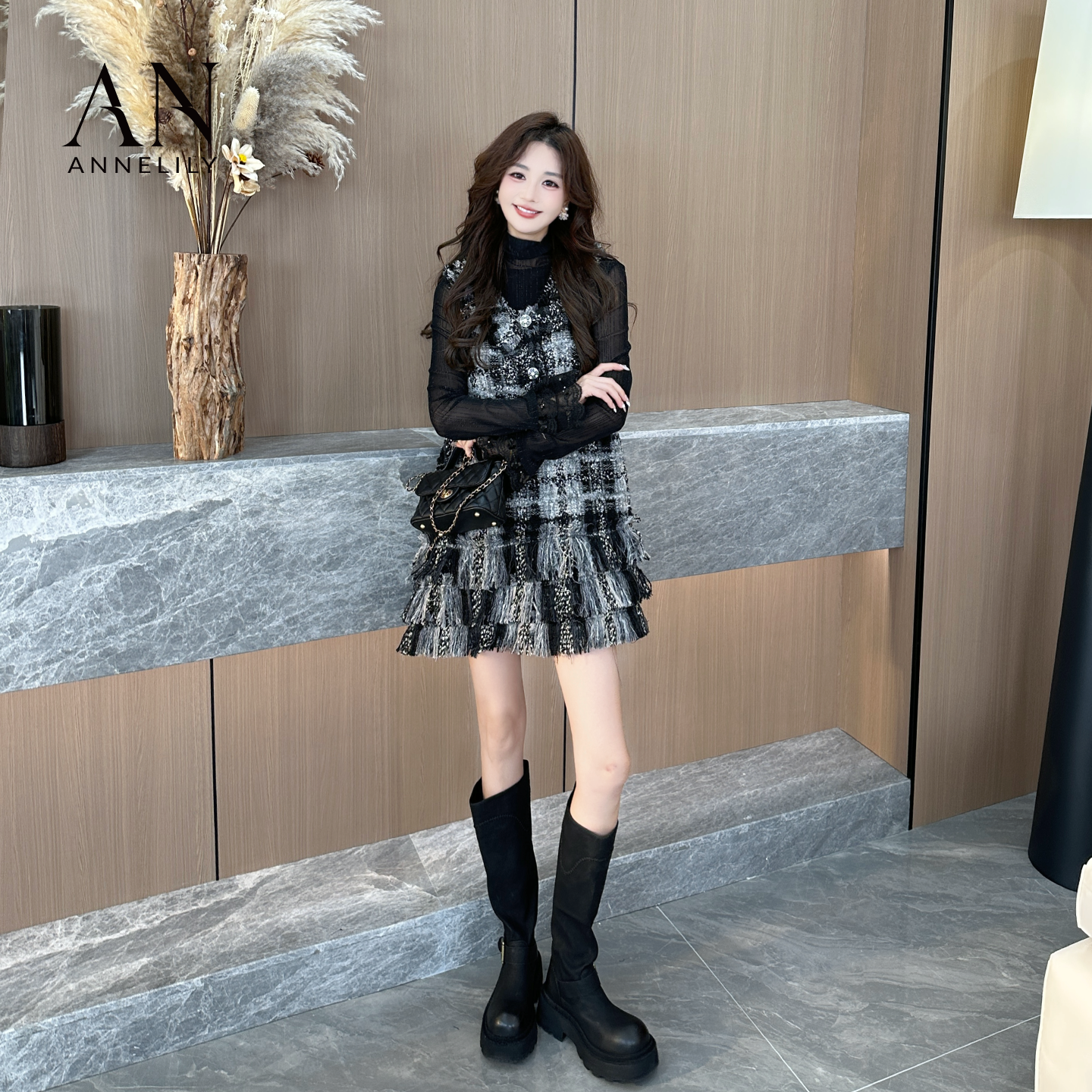 ANNELILY安琪琪【可忆】新款上新高级感温柔背心裙AQ2509091