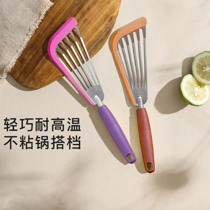 炊达人撞色硅胶蝴蝶铲煎锅煎蛋烙饼煎铲炒菜不粘锅专用不锈钢厨具