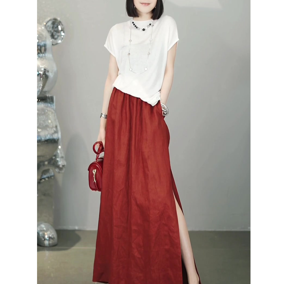 高级感时尚韩版套装女2025夏季新款轻奢减龄显瘦白色上衣+半身裙