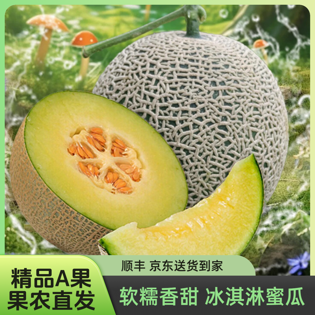 正宗玫珑蜜瓜精品新鲜现摘网纹瓜冰淇淋蜜瓜甜糯多汁顺丰京东礼盒