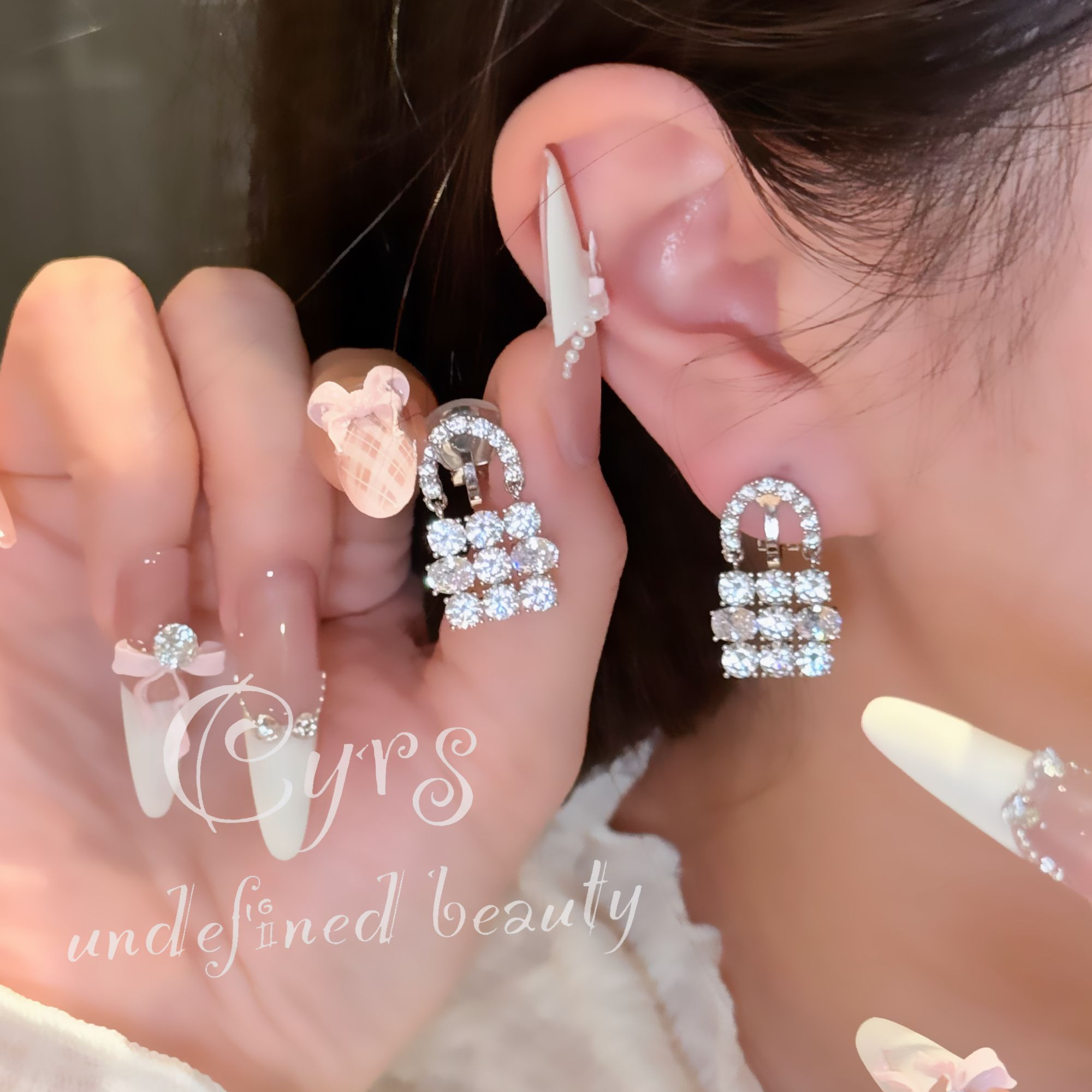 925银耳饰 克芮司Cyrs |【棱境】满钻多切面爆闪锆石精致耳夹款女