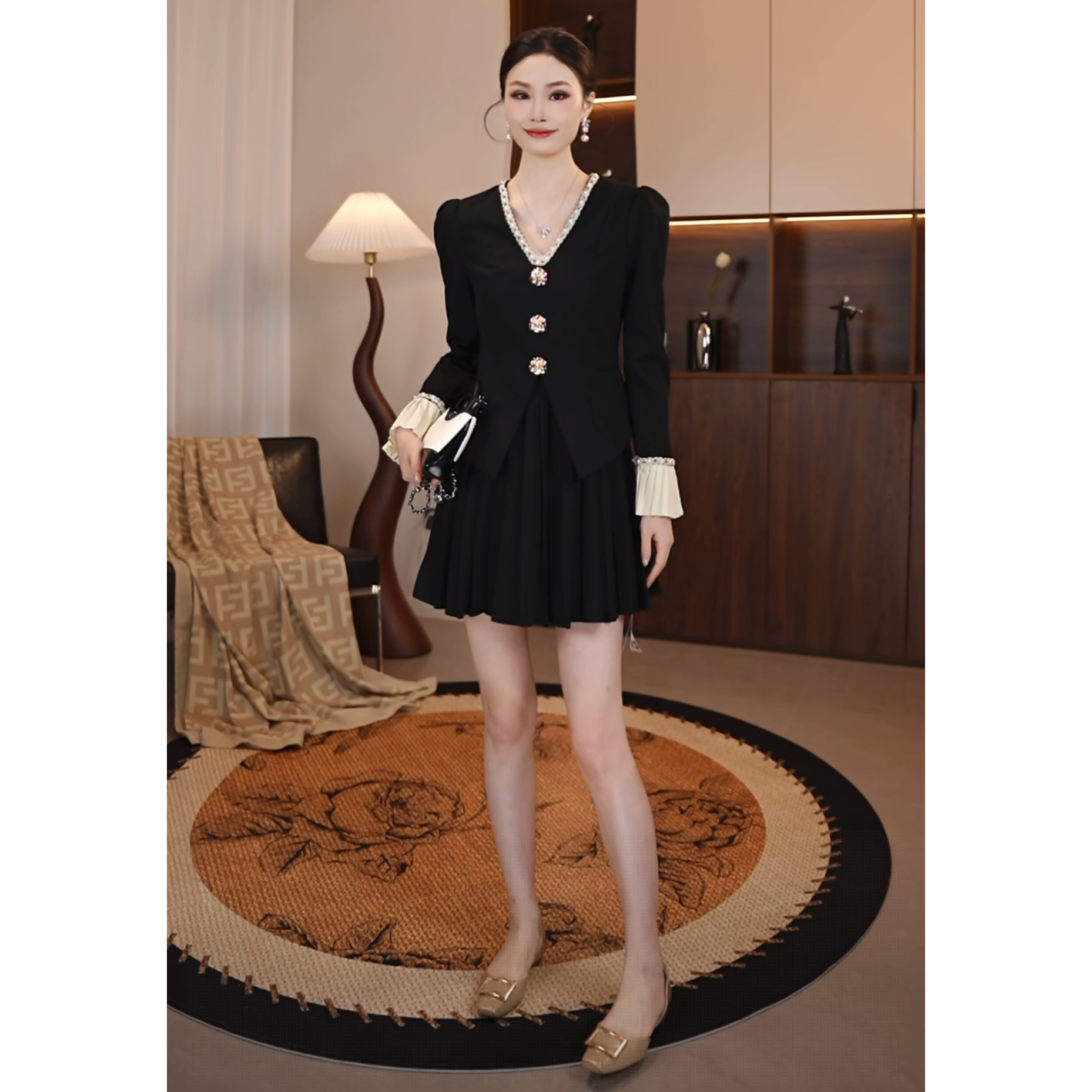 【娅姐】【有里布】2025新款国内设计师法式收腰气质时尚显瘦D0311