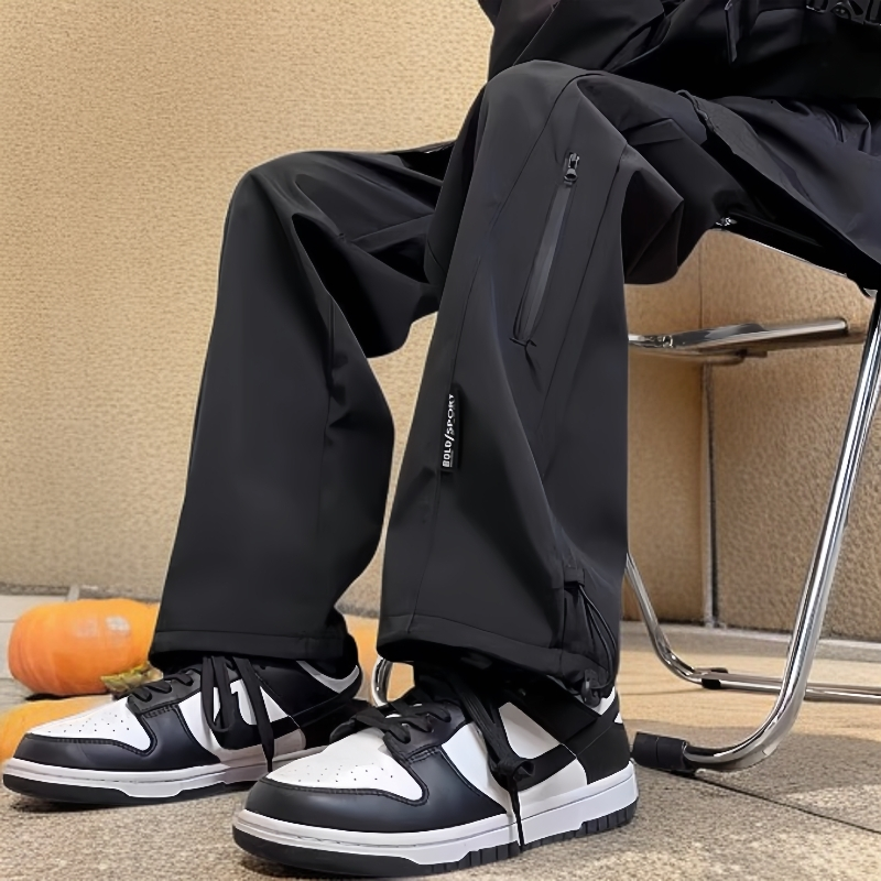 秋季新款美式工装裤直筒宽松长裤情侣高街显瘦抽绳男士大码休闲裤