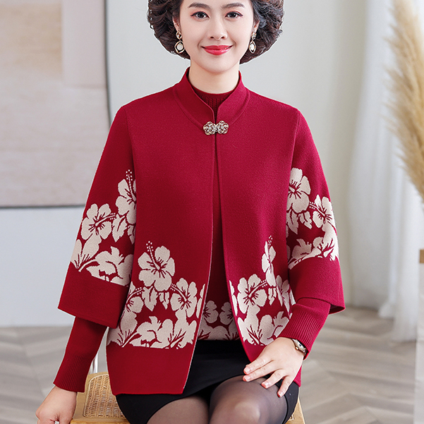 2025新款超胖mm妈妈春秋装开衫外套中老年女大码宽松上衣两件套装