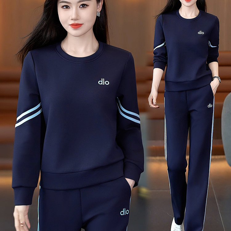 休闲运动服套装女2025秋季新款小众时尚圆领长袖卫衣阔腿裤两件套