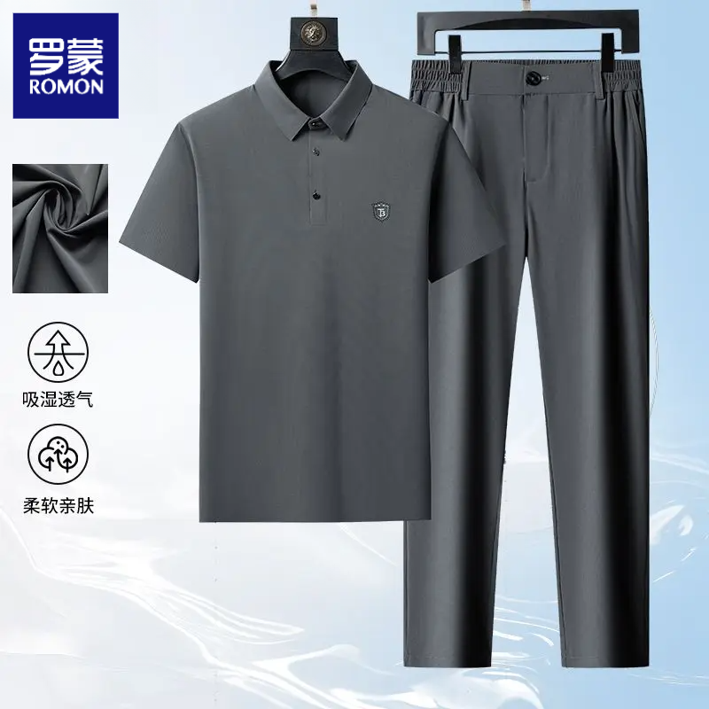 罗蒙2025新款爆款男士爸爸夏季套装60-70岁高档洋气老年人衣服男