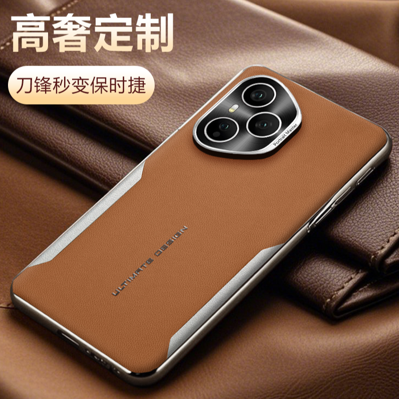 适用荣耀400pro手机壳新款荣耀400防摔商务高级刀锋电镀拼接素皮