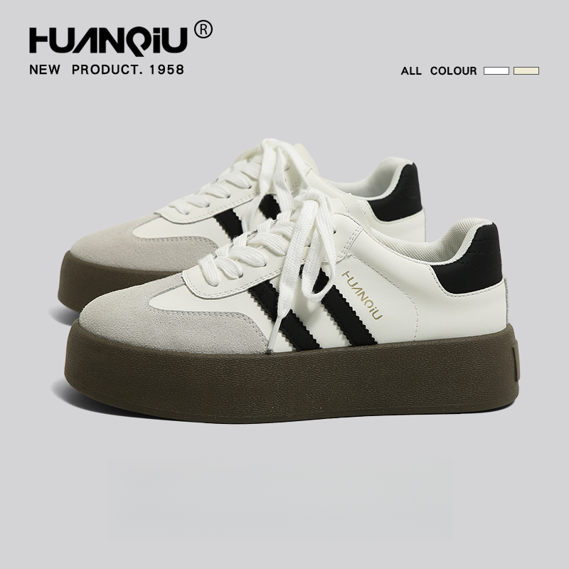 环球爆款增高厚底鞋子小众秋季百搭德训鞋女鞋通勤百搭网红小白鞋