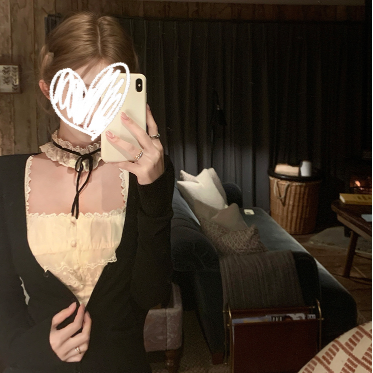 蕾丝花边背心套装女秋千金感穿搭开衫上衣+内搭吊带两件套00519