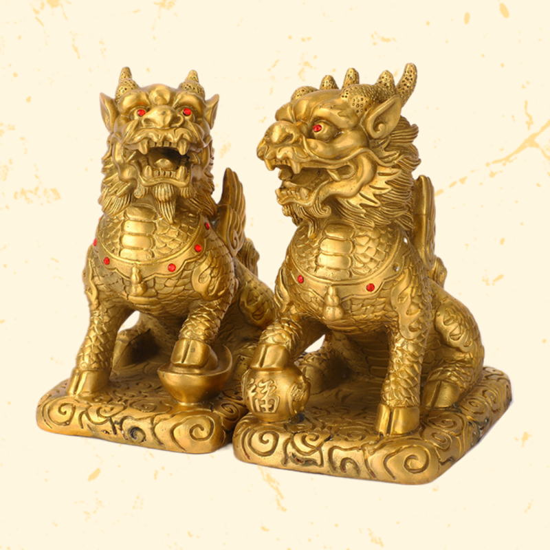 居家摆件黄铜麒麟办公室客厅玄关摆放工艺品礼品家居中式摆件