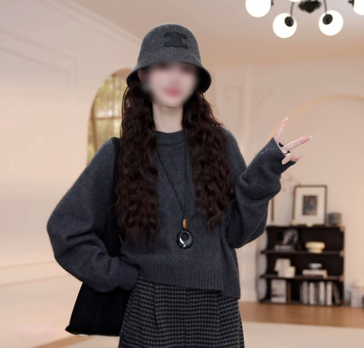 加厚复古软糯圆领套头毛衣女秋冬新款慵懒风宽松百搭显瘦叠穿针织