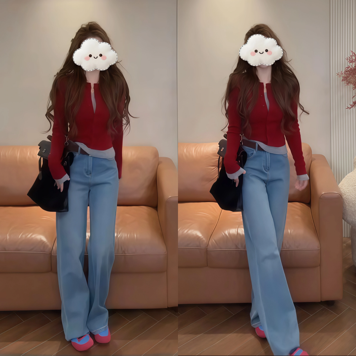 2026新款韩系假两件时尚休闲显瘦垫肩针织上衣设计感气质秋冬季