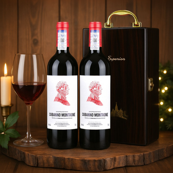 【红酒酒礼】山脉干红葡萄酒法国14度750ML2瓶钢琴烤漆礼盒装