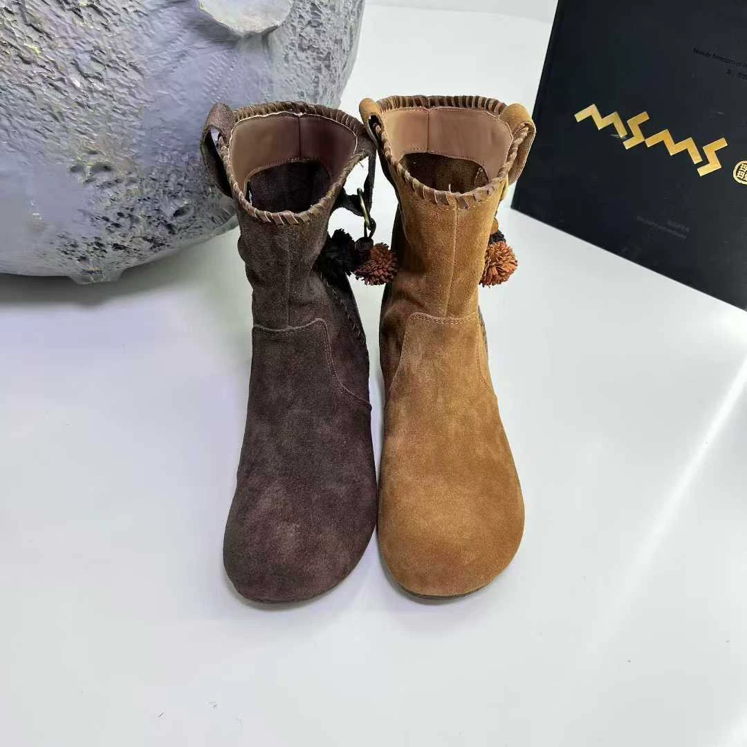 时尚马丁靴牛仔粗跟时装靴筒靴中筒女鞋高跟女士女靴