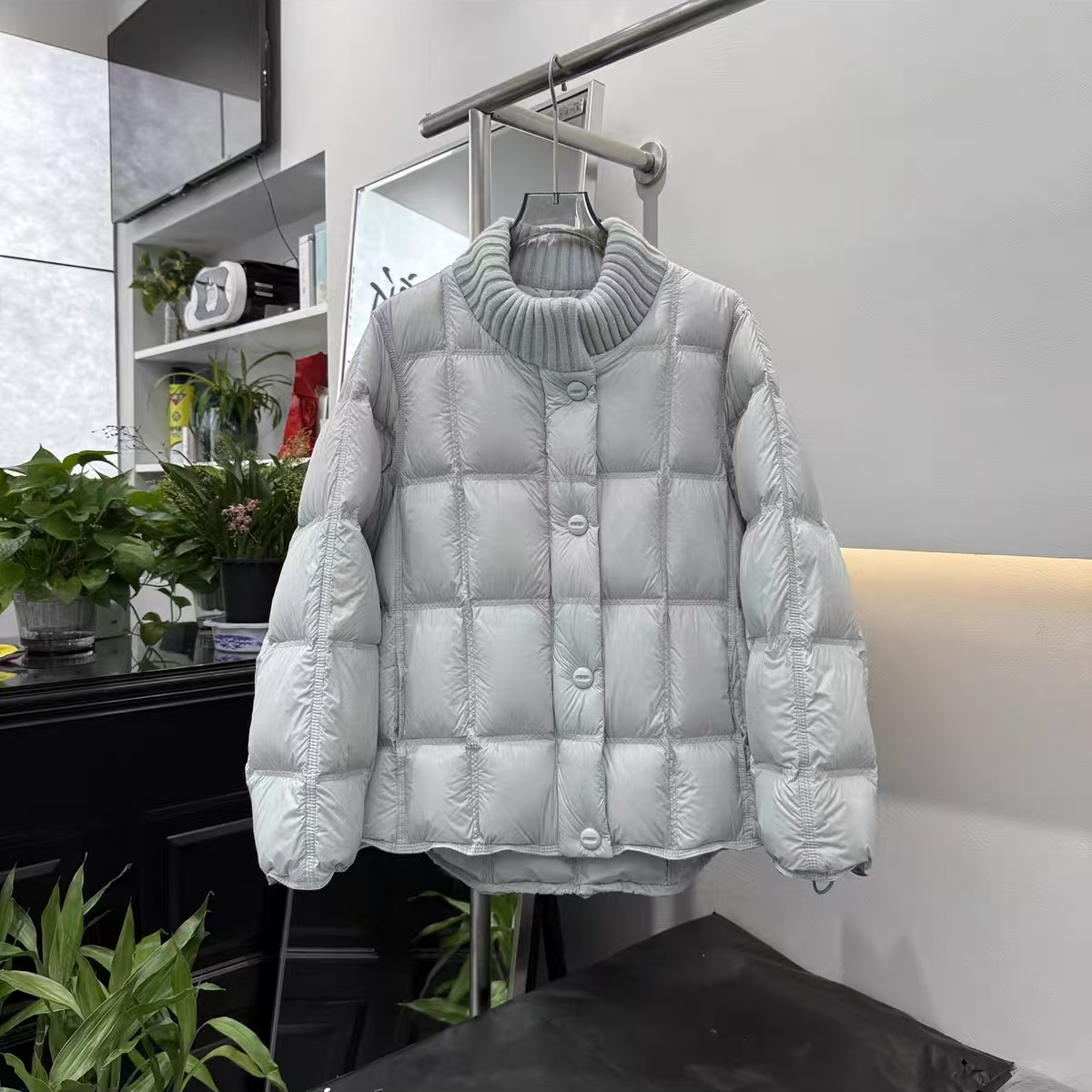 2025冬季新款针织高领泡芙棉服时尚休闲百搭保暖宽松短款