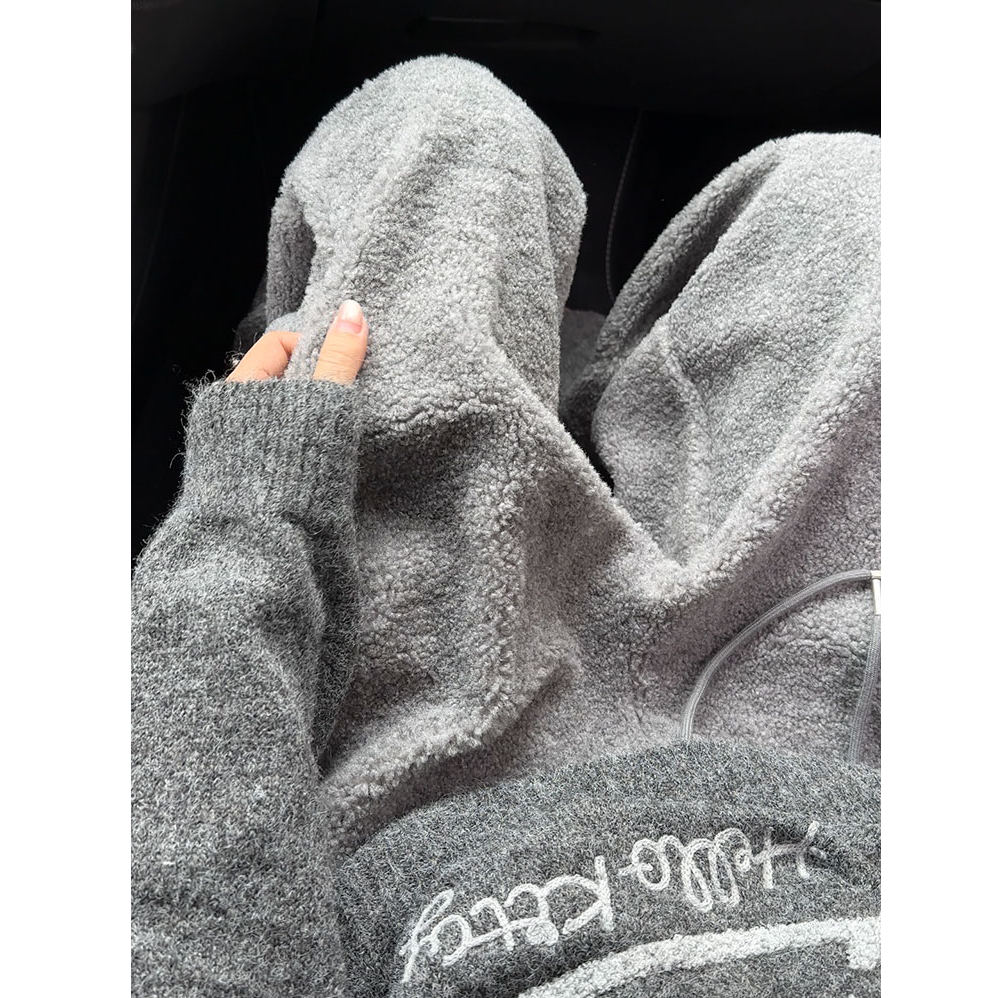 鑫鑫同学摇粒绒束脚裤毛绒加绒保暖裤子休闲裤女秋冬松紧腰长裤