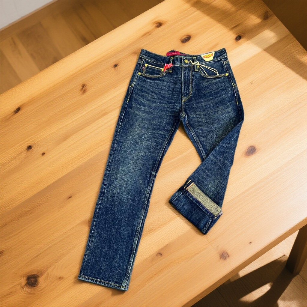 双十一赤耳丹宁17-20OZ秋冬男士宽松纯棉直筒牛仔裤水洗百搭休闲