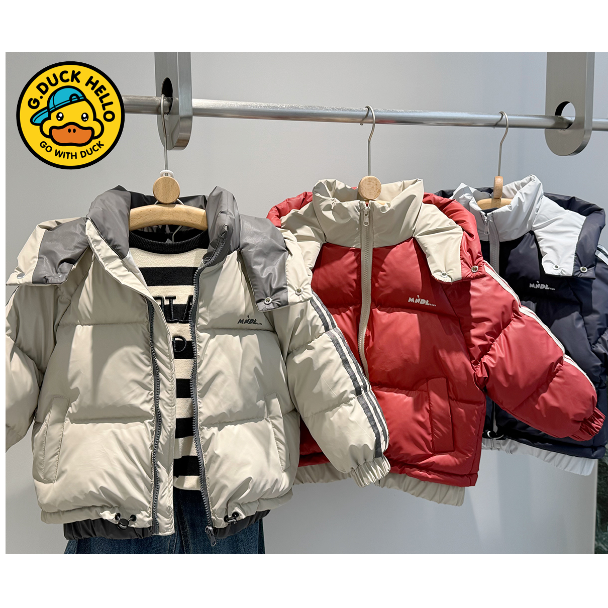 小黄鸭/HAL.DUCK韩版冬男女童爆款拼色时尚百搭加厚保暖棉服外套