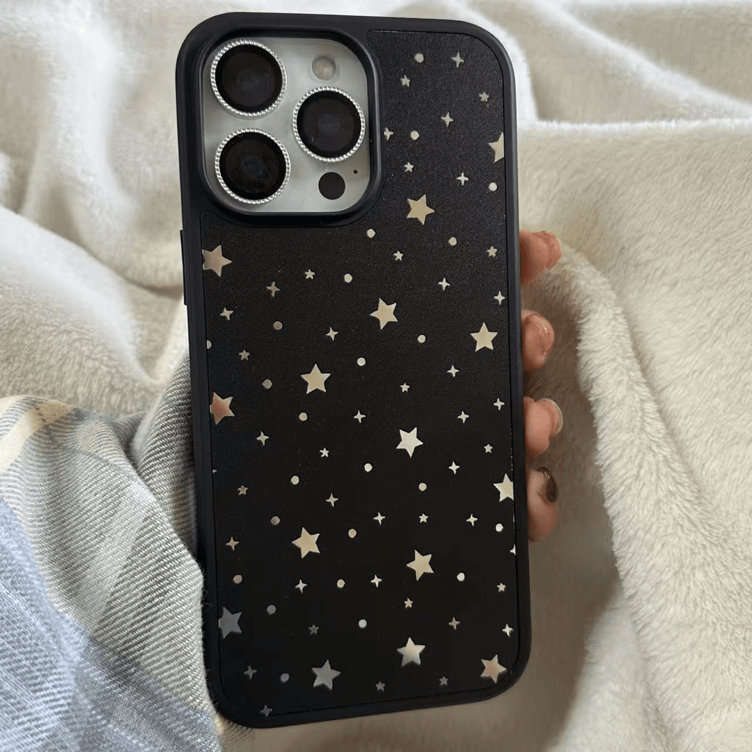 新款磨砂镂空星星镜面手机壳适用苹果16小米17pro/vivo s15/16/17
