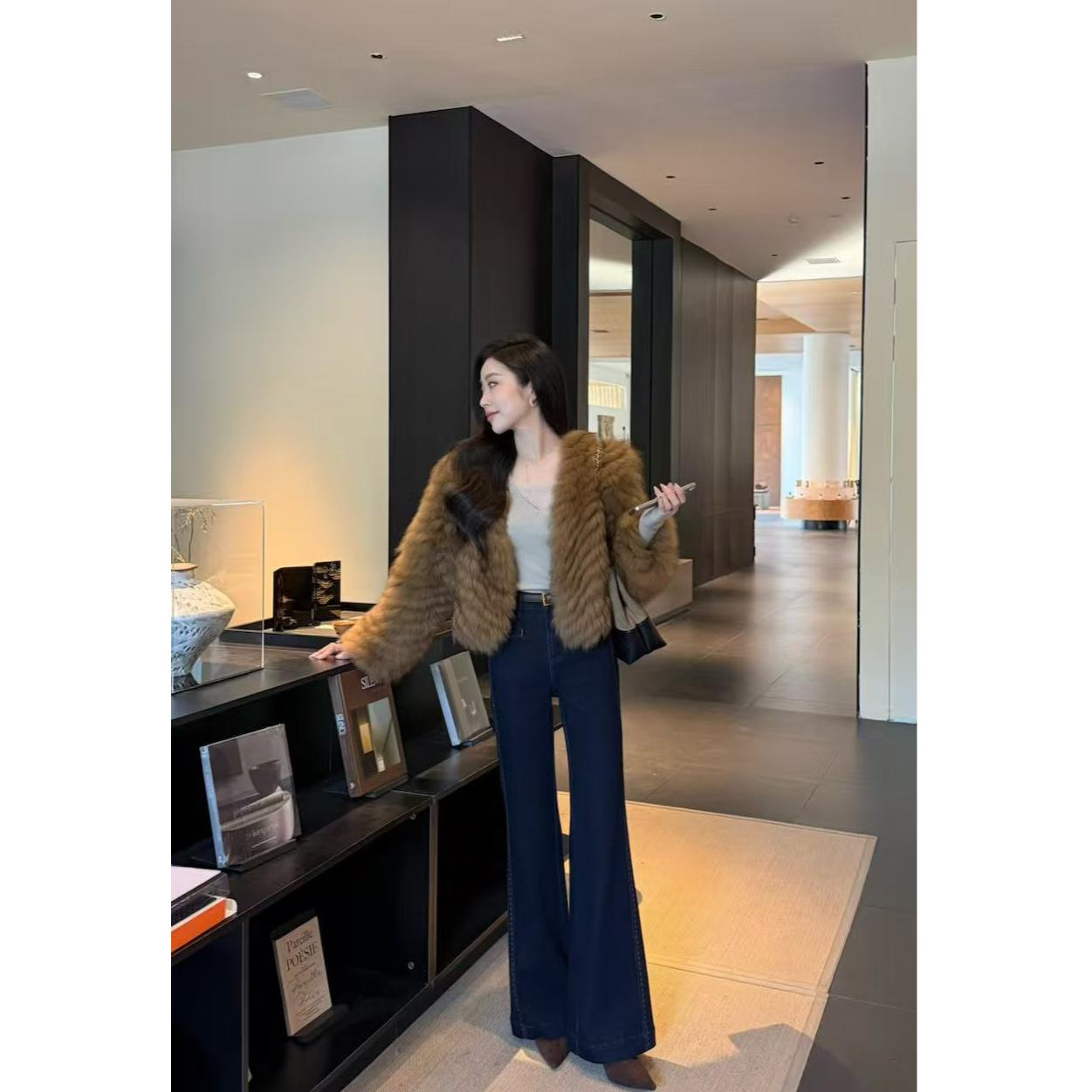 MEINA【经典回潮】原牛色法式气质高级百搭修身直筒微喇牛仔裤