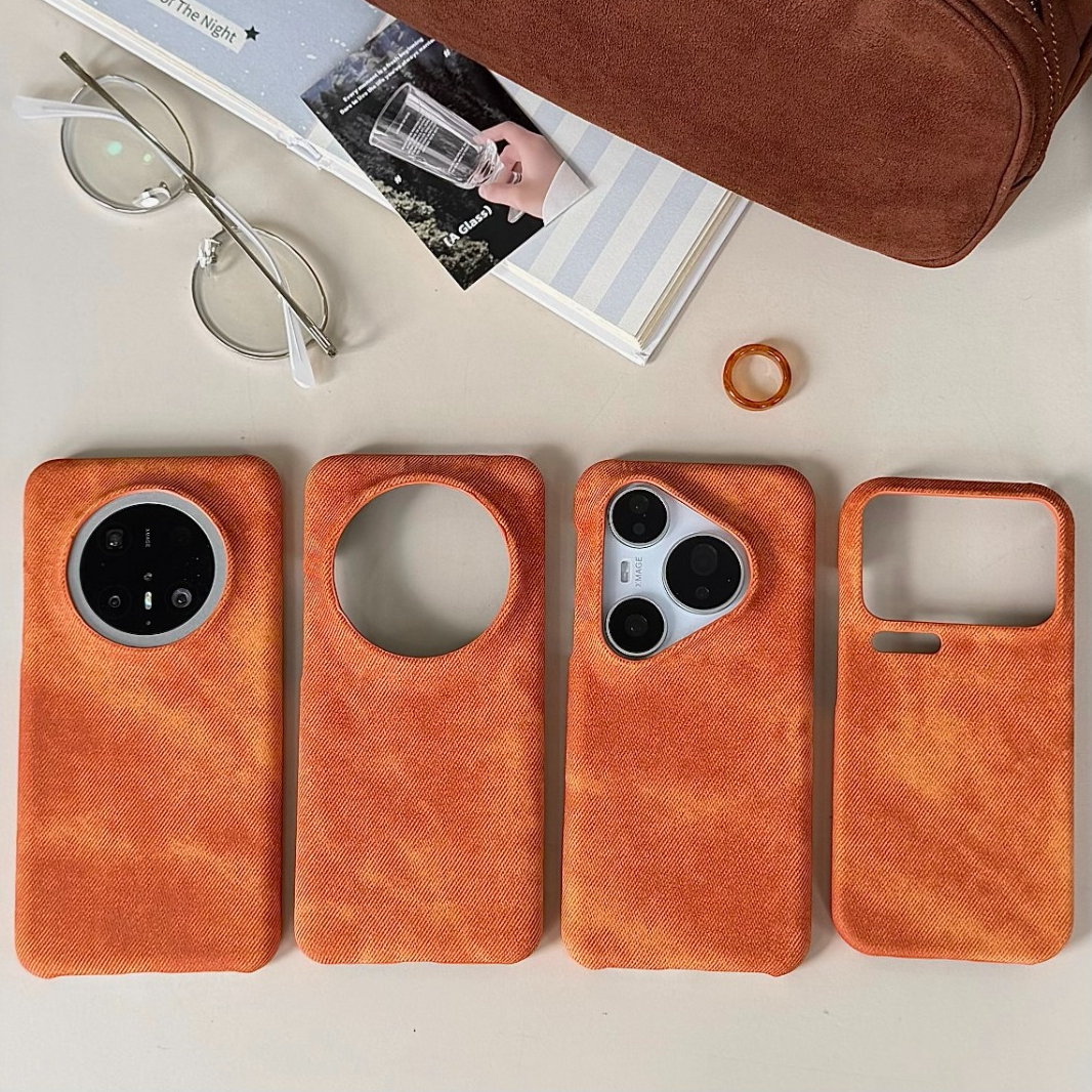 秋冬复古橙色华为mate80Pro手机壳P70磨砂牛仔苹果17ProMax小米15