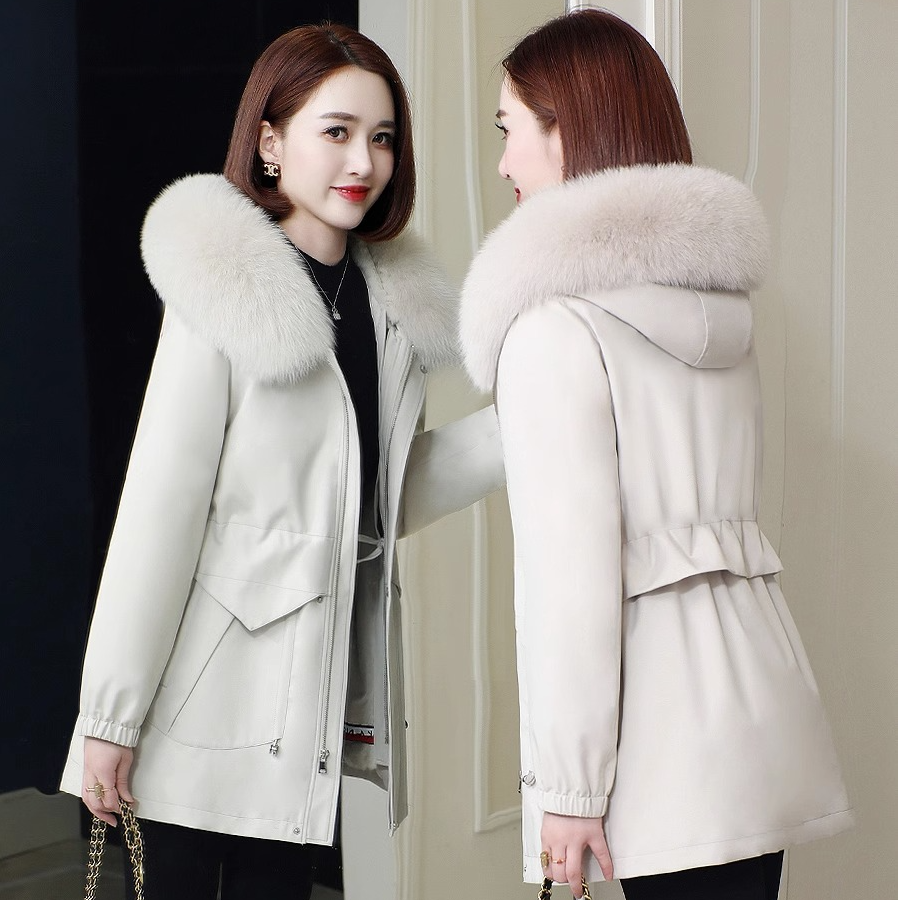 派克服女2024冬季新款爆款可拆卸獭兔皮毛一体内胆皮草外套中长款