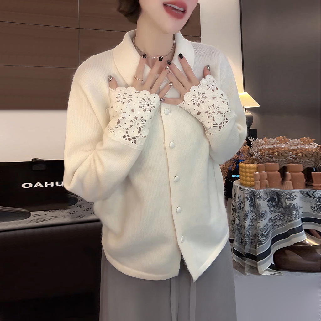 秋冬款高级精致钩花镂空针织衫女款爆款2025新款气质打底针织上衣