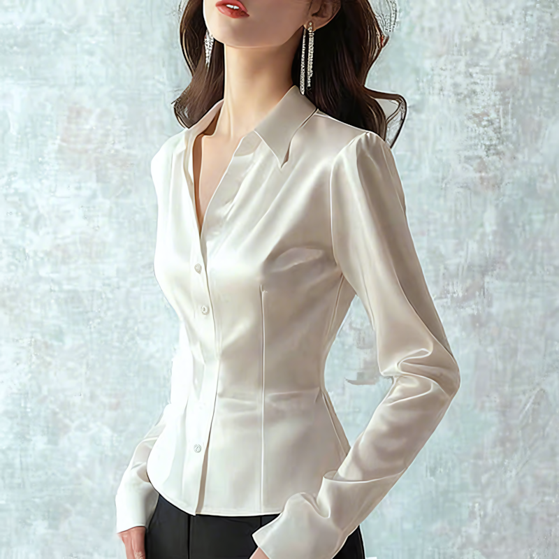 法式气质白色收腰衬衫女2025春季新款洋气独特别致小衫高级感衬衣